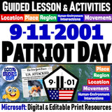 September 11th & the 5 Themes of Geography Lesson - Patriot Day - MS Digital Resources