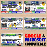 Educational posters on a wooden surface with 'GSI' branding and digital compatibility text.