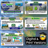 Educational materials on human-environment interactions with graphics and text.