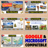 Educational materials on the Silk Road with Google and Microsoft compatibility text.