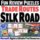 Silk Road Vocab Review Puzzles - Culture & Geography Activities - MS Digital Resources