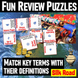 Silk Road Vocab Review Puzzles - Culture & Geography Activities - MS Digital Resources