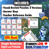 Silk Road Vocab Review Puzzles - Culture & Geography Activities - Google Digital Resources