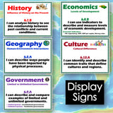 6th Grade Social Studies TEKS Display Signs - I Can and I Will | Print & Digital
