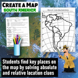 South America Geography Activity - South America Create a Map Worksheet