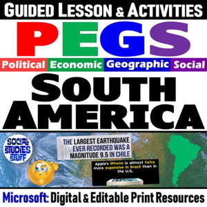 South America PEGS Lesson - Politics Economy Geography Social - MS Digital Resources