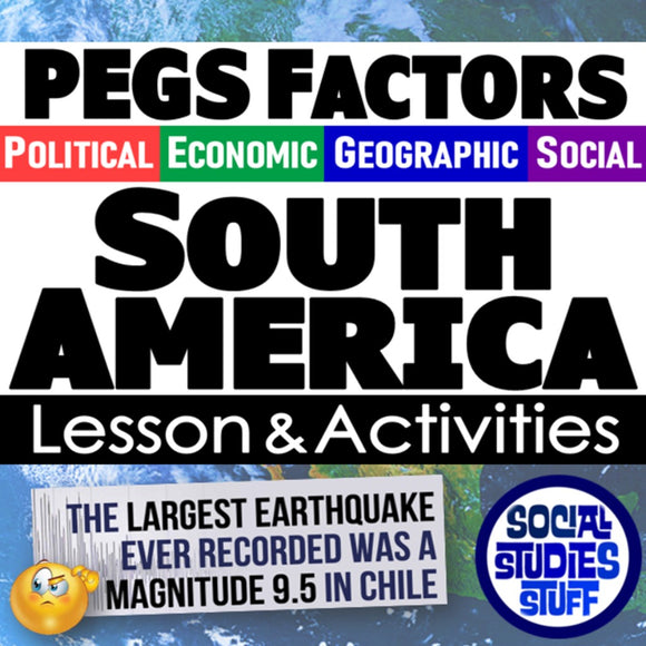 Educational graphic about PEGS Factors for South America with text and a logo.