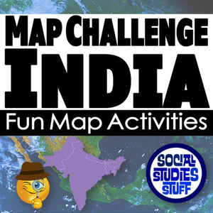 Promotional graphic for 'Map Challenge India' with a map of India and text about fun map activities.