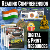 South Asia Reading Comprehension Activity - 10 Cool Things of India - MS Digital Resources