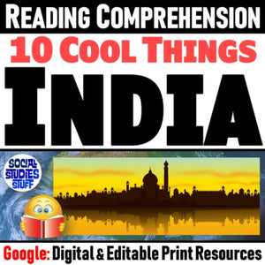 South Asia Reading Comprehension Activity - 10 Cool Things of India - Google Digital Resources