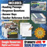 South Asia Reading Comprehension Activity - 10 Cool Things of India - Google Digital Resources