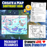 Southeast Asia Geography Activity - SE Asia Create a Map Worksheet