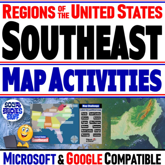 Southeast Region Map Activities - Regions of the United States Digital Resources