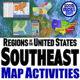 Southeast Region Map Skills Activity - US Regional Geography Practice