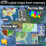 Collage of maps labeled 'Political Map' and 'Physical Map' with text and labels.