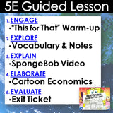 5E Guided Lesson structure with SpongeBob-themed activities on a blue background