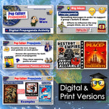 Educational materials on pop culture propaganda with digital and print versions.