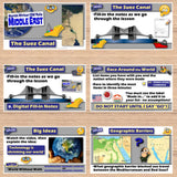 Educational content about the Suez Canal on a digital interface with various educational activities.