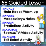 5E Guided Lesson structure with cartoon characters on a blue background