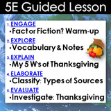 5E Guided Lesson plan for Thanksgiving with a colorful background