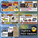 Educational materials about Thanksgiving with digital and print versions.