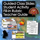 Educational materials with Thanksgiving theme on a blue background