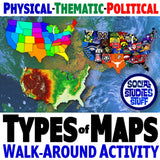 Types of Maps Lesson - Compare Political, Physical & Thematic Maps Activity