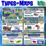 Types of Maps Lesson - Compare Political, Physical & Thematic Maps Activity