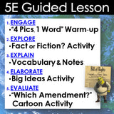 5E Guided Lesson plan with activities and a cartoon character on a blue background