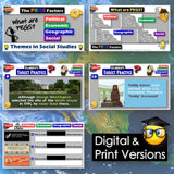 Educational materials on themes in social studies with digital and print versions.