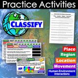 Educational materials with 'CLASSIFY' logo on a map background