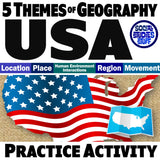 Five Themes of Geography Practice Activity - United States | Print & Digital