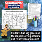 United States Geography Activity - USA Create a Map Worksheet - Microsoft Resource