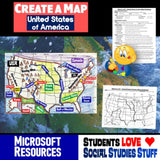 United States Geography Activity - USA Create a Map Worksheet - Microsoft Resource