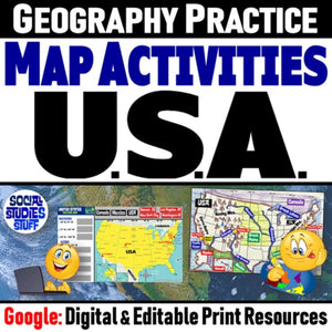 United States Geography & US Map Skills Practice Activities - Google Digital Resources