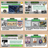 Educational content on a digital interface with images and text about US President Woodrow Wilson and World War I.