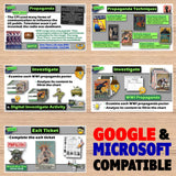 Educational materials on World War I propaganda with digital compatibility text.