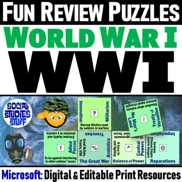 World War 1 Vocabulary Puzzles - WWI Review Activity - Microsoft Digital Resources