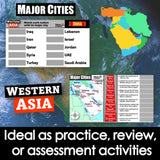West Asia Map Practice Activities - Countries, Cities & Physical Geography