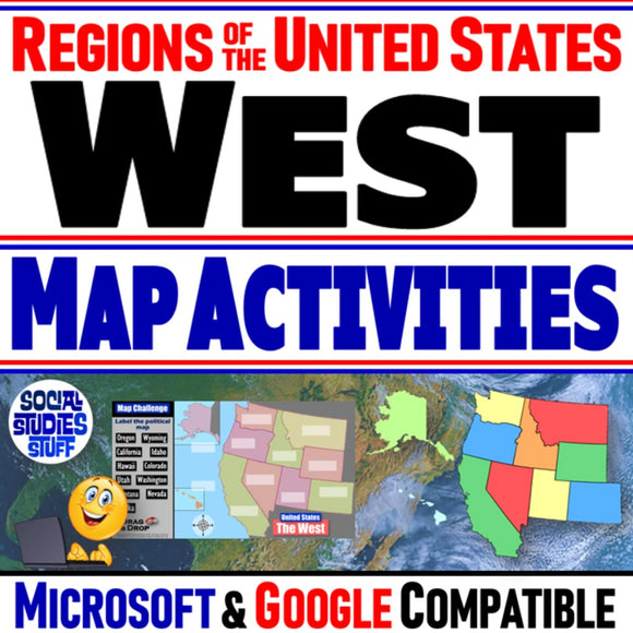 West Region Map Activities - Regions of the United States - Digital Resources

