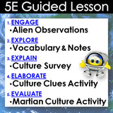 5E Guided Lesson structure with alien character on a blue background