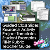 Educational materials with text overlay on a blue background