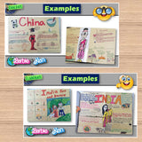 Educational materials on a wooden surface with 'Barbie & Ken' branding.