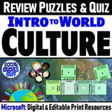 World Cultures & Traditions Vocab Puzzle & Cultural Traits Quiz - MS Digital Resources