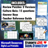 World Cultures & Traditions Vocab Puzzle & Cultural Traits Quiz - MS Digital Resources