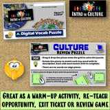 World Cultures & Traditions Vocab Puzzle & Cultural Traits Quiz - MS Digital Resources