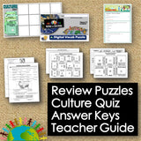 Culture Vocab Review Activity - World Cultures Puzzles & Quiz | Print & Digital