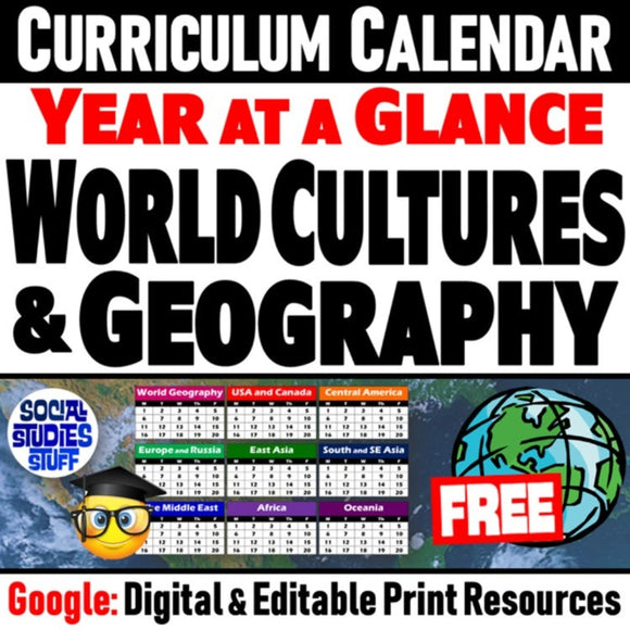 FREE World Cultures & Geography Curriculum Calendar & Pacing Guide - Google Resources