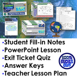 World Map Skills Lesson - Continents, Oceans & Lines on a Globe Activities
