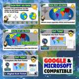 World Map Skills Lesson - Continents, Oceans & Lines on a Globe Activities